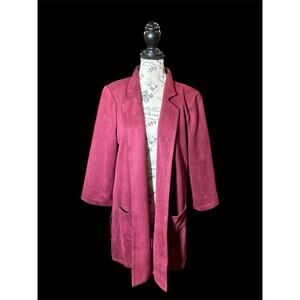 Women’s NYCC Maroon Faux-Suede Long Jacket - Size Large, Luxe Feel